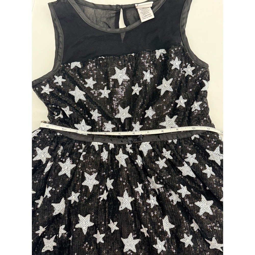 4th of July HARAJUKU MINI GWEN STEFANI BLACK WHITE SEQUIN STAR DRESS L 10-12 - Picture 12 of 13
